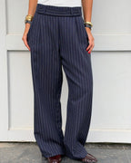 Navy Striped Main Office Pants