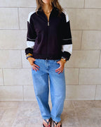 Black Light Weight Retro Zip Up