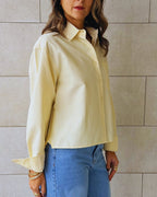 Butter Yellow Boyfriend Oxford Short Shirt