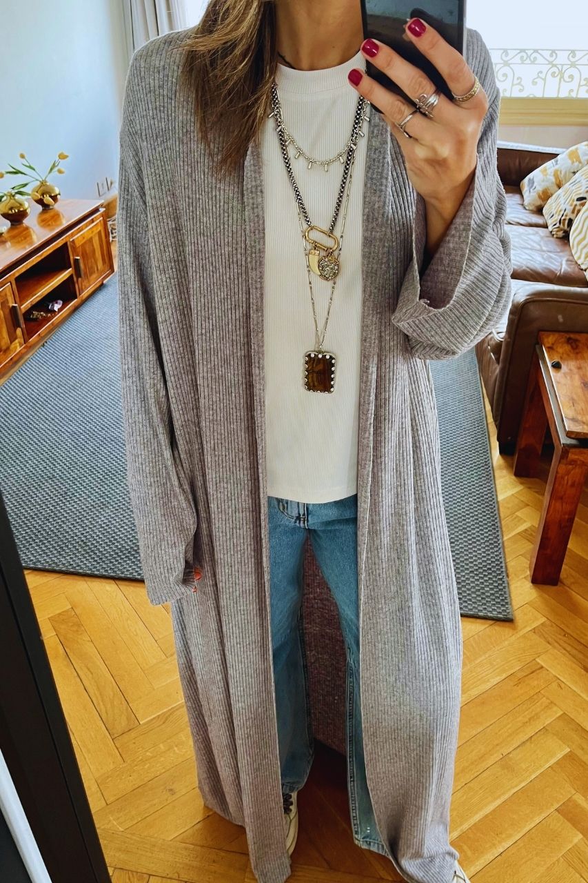 Grey Stay In Knit Cardigan