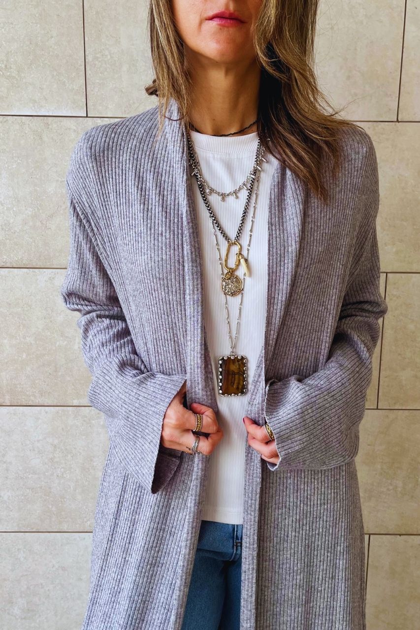 Grey Stay In Knit Cardigan