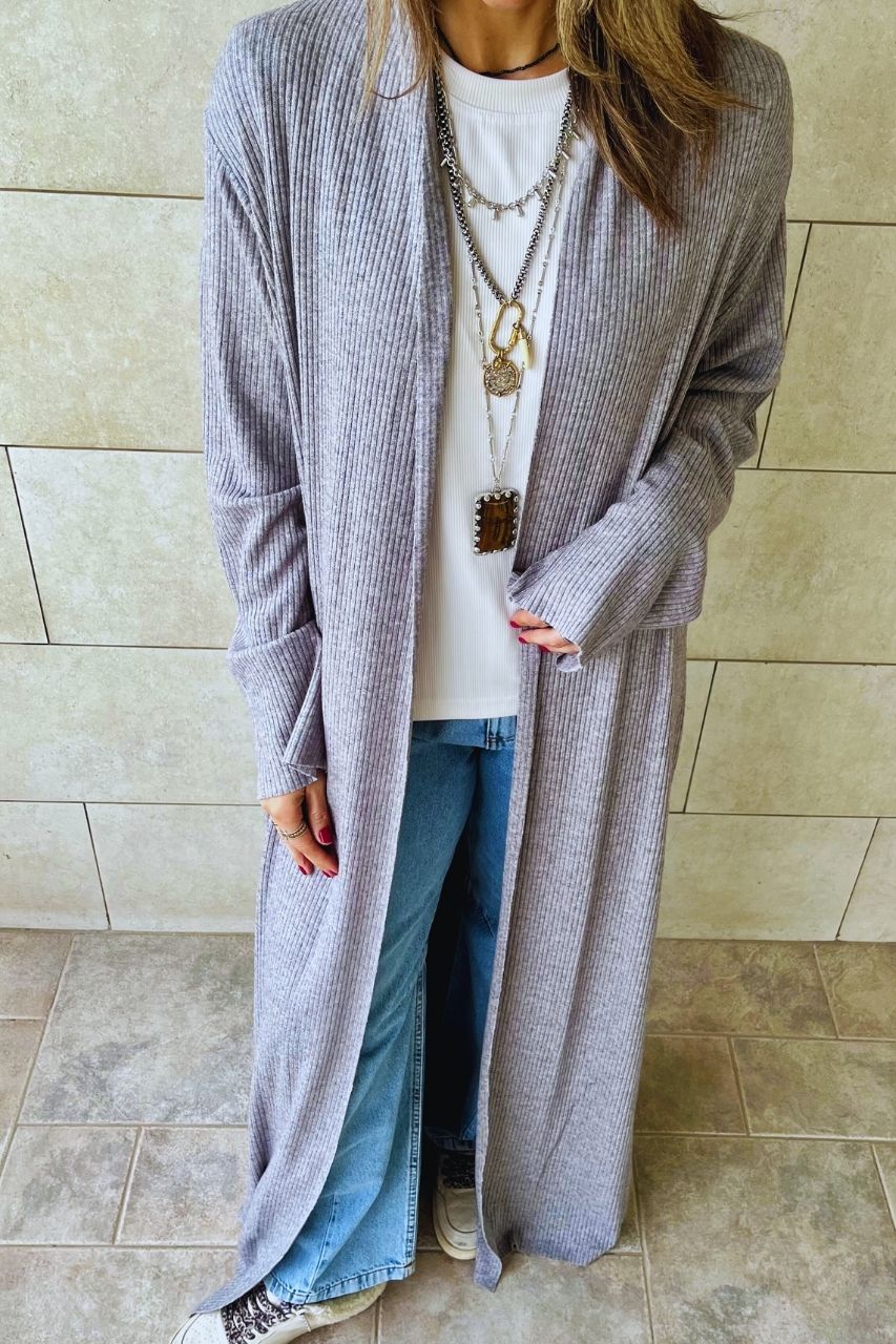 Grey Stay In Knit Cardigan