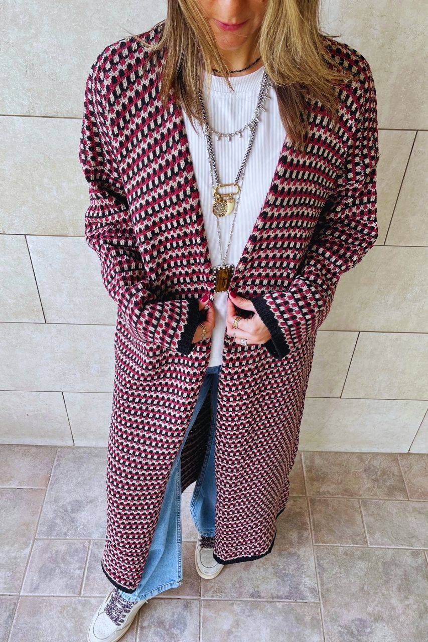 Burgundy Iconic Heavy Cardigan