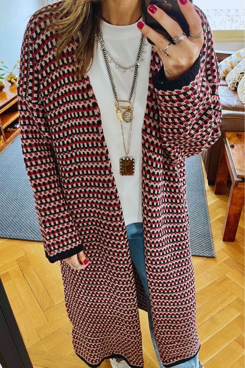 Burgundy Iconic Heavy Cardigan