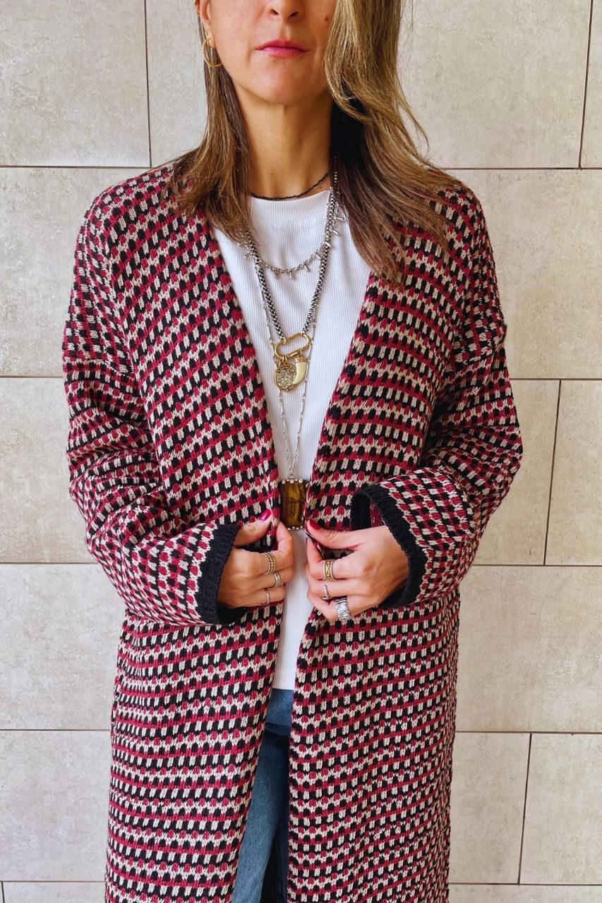 Burgundy Iconic Heavy Cardigan