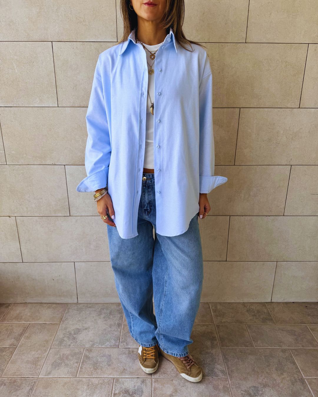 Baby Blue Boyfriend Oxford  Shirt