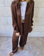 Brown Striped Satin Eclipse Set