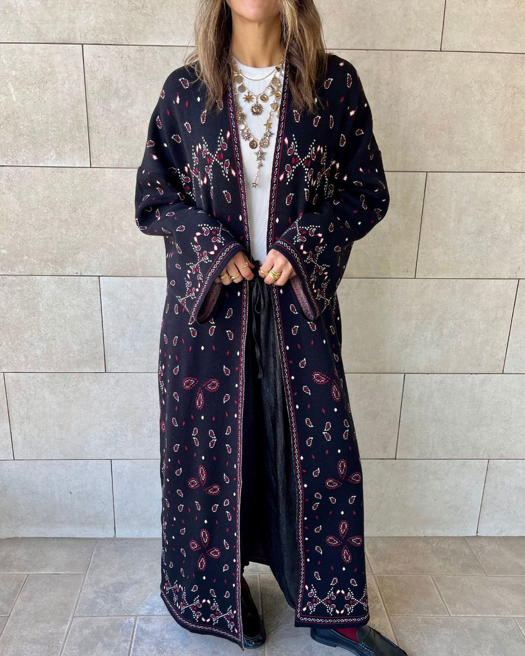 Black Cult-Favorite Knit Bandana Kimono