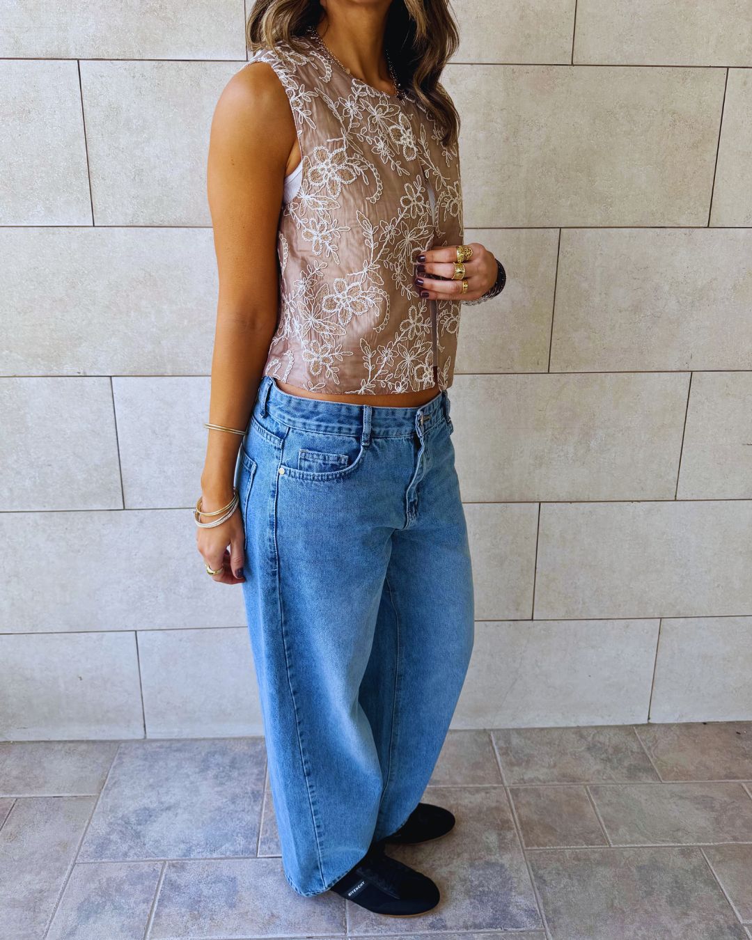 Cafe Statement Embroidery Vest