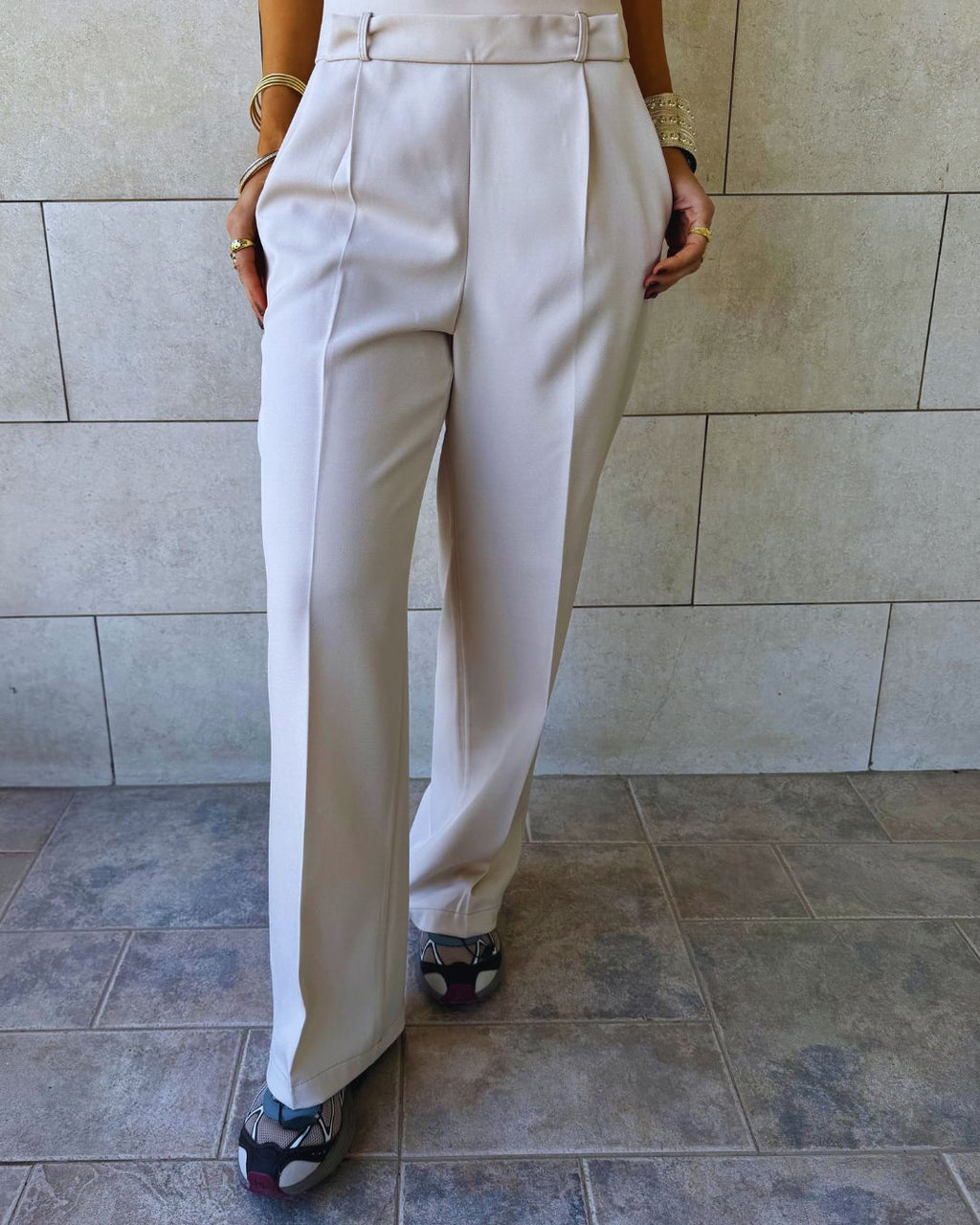 Beige Frillu Signature Pants