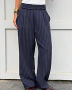 Navy Striped Main Office Pants