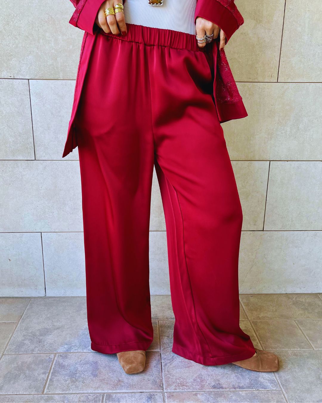 Burgundy Between Moments Pants
