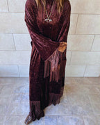 Brown Velvet Fringe Kimono