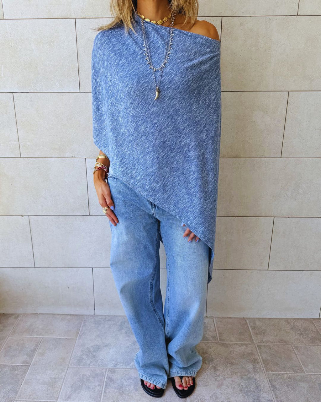 Blue Sunwashed Riviera Poncho