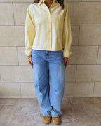Butter Yellow Boyfriend Oxford Short Shirt