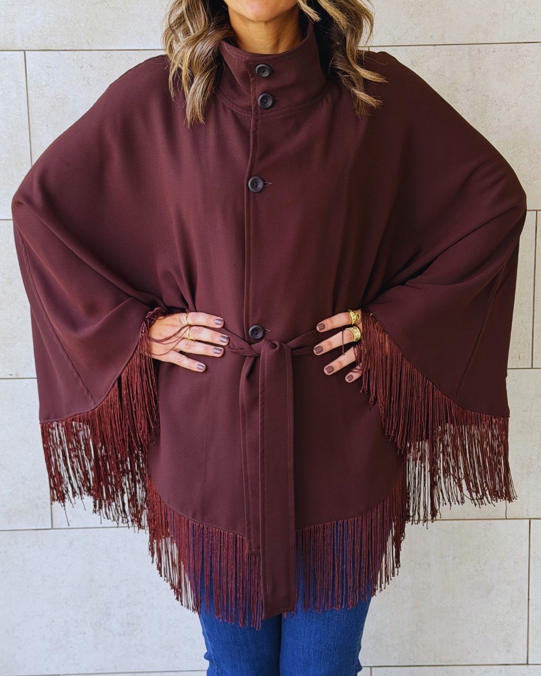 Brown Drifter Fringe Cape