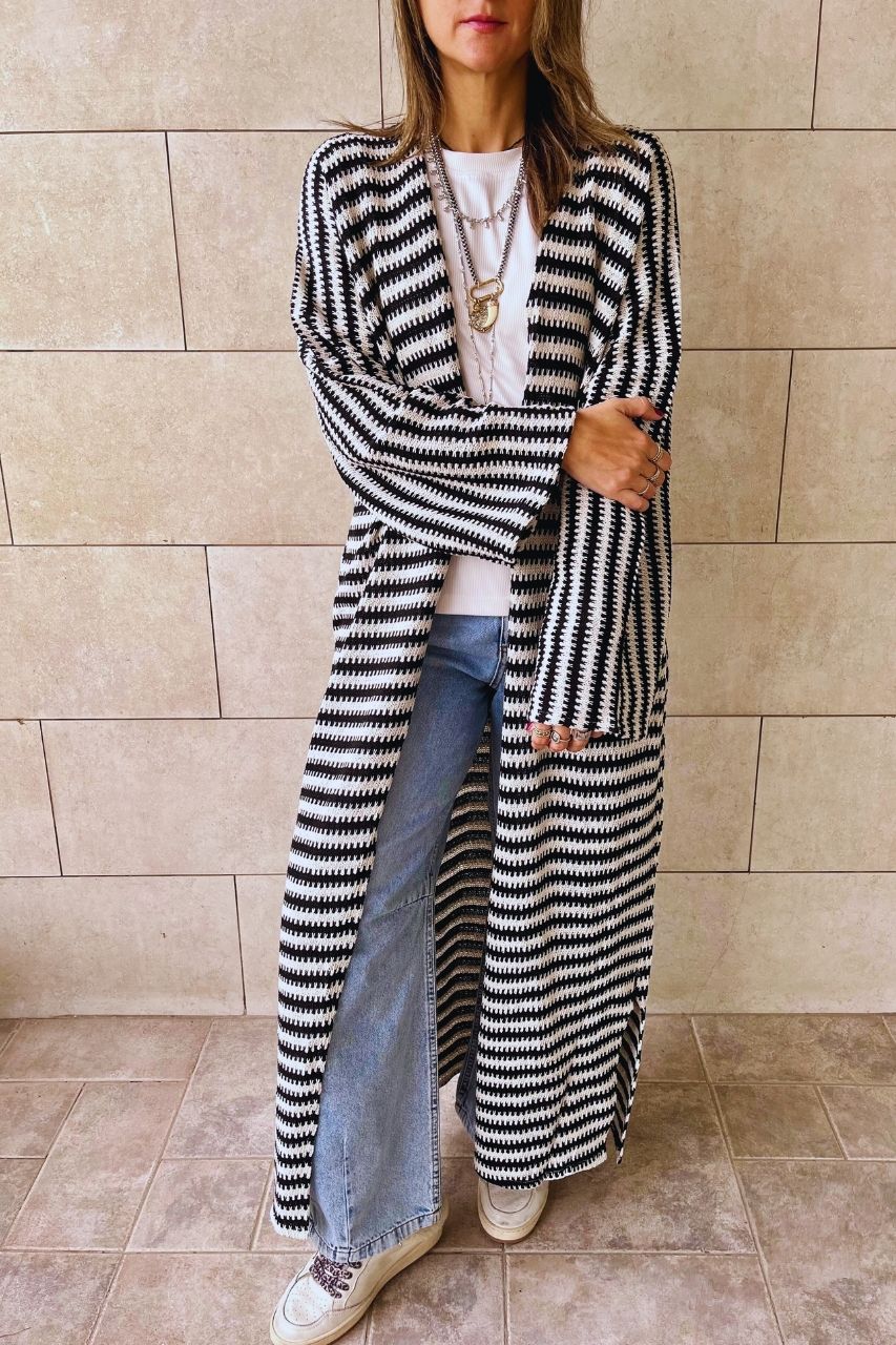 Black Refined Line Cardigan