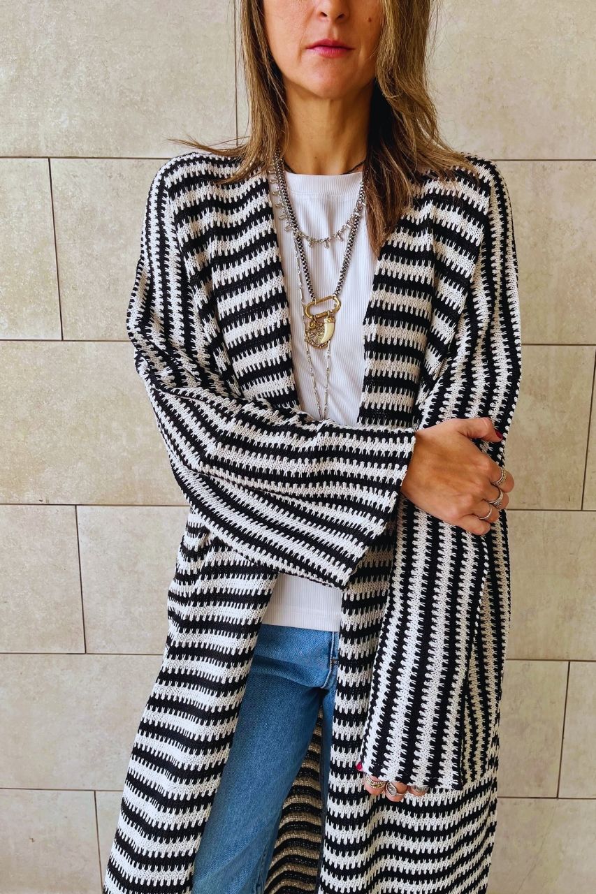 Black Refined Line Cardigan