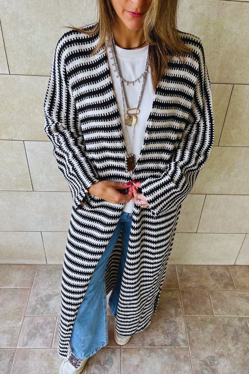 Black Refined Line Cardigan