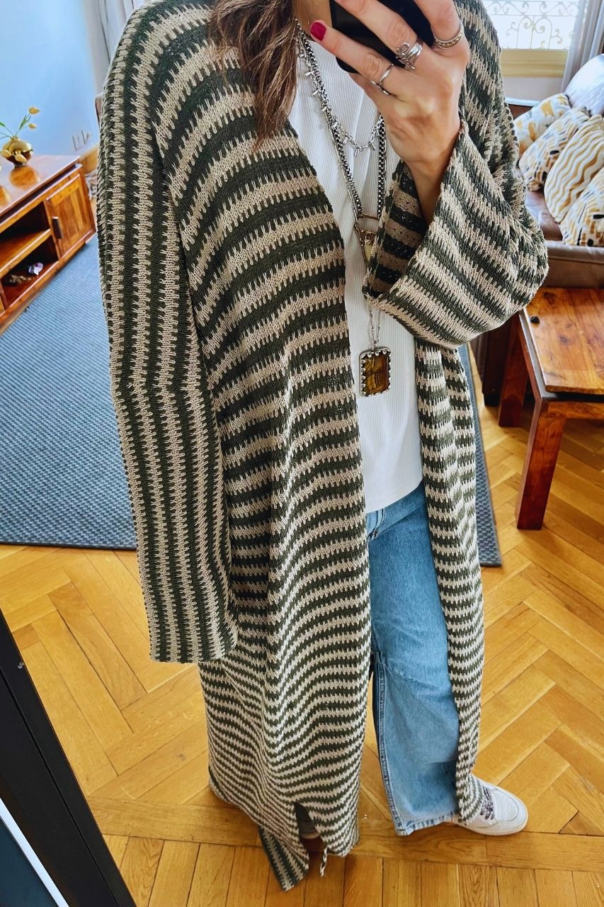 Olive Refined Line Cardigan