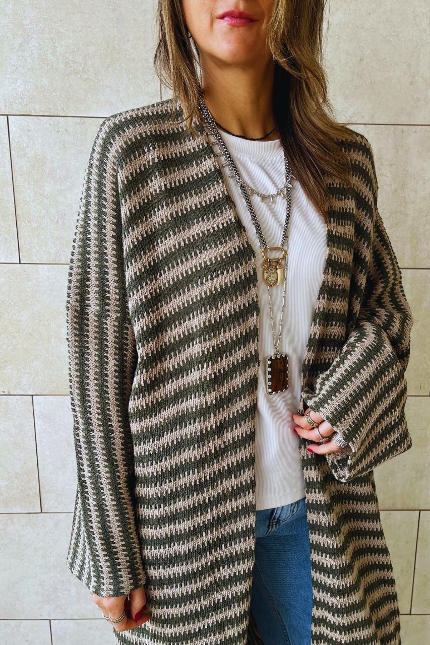 Olive Refined Line Cardigan