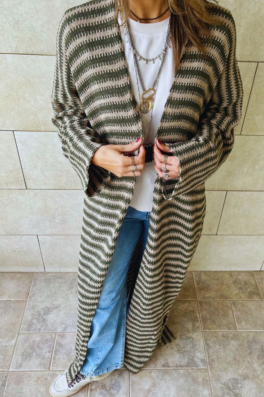 Olive Refined Line Cardigan