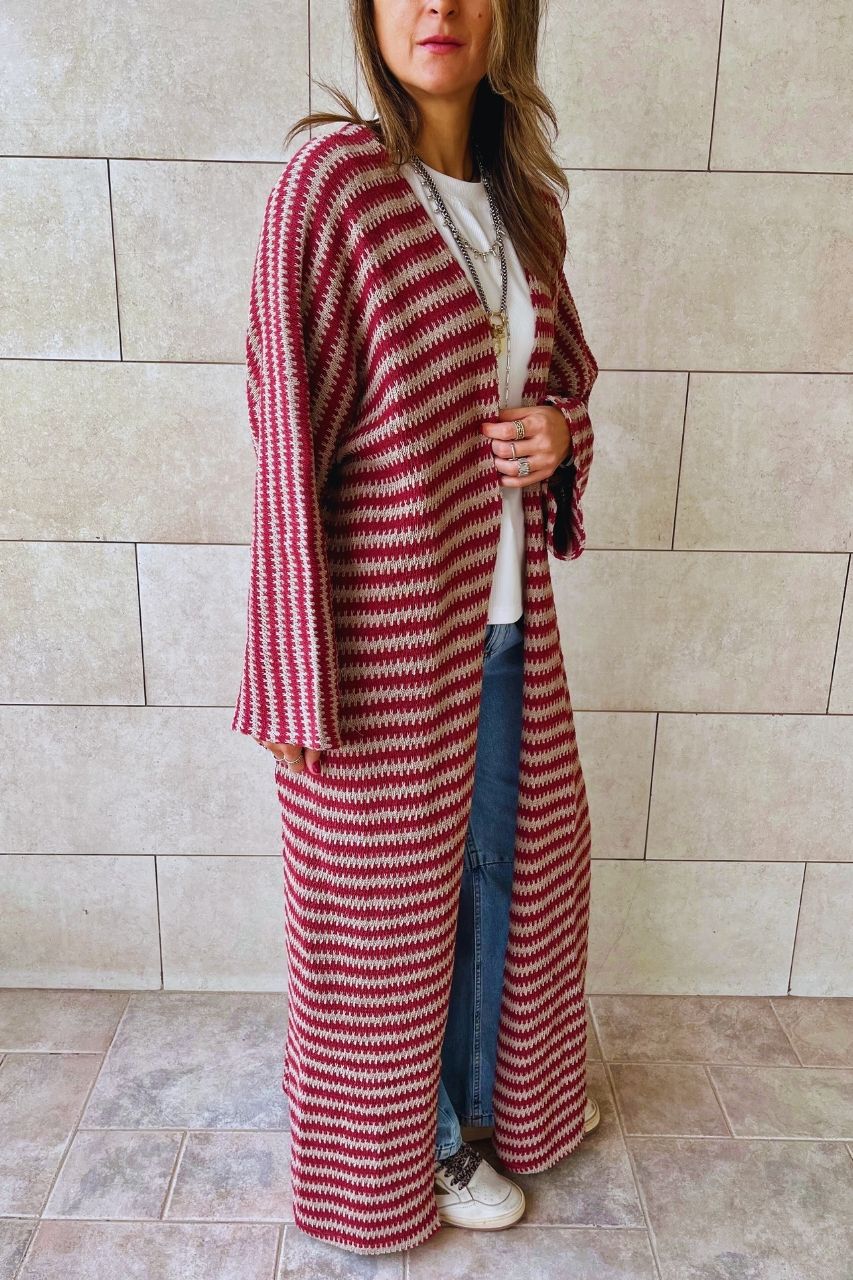 Burgundy Refined Line Cardigan