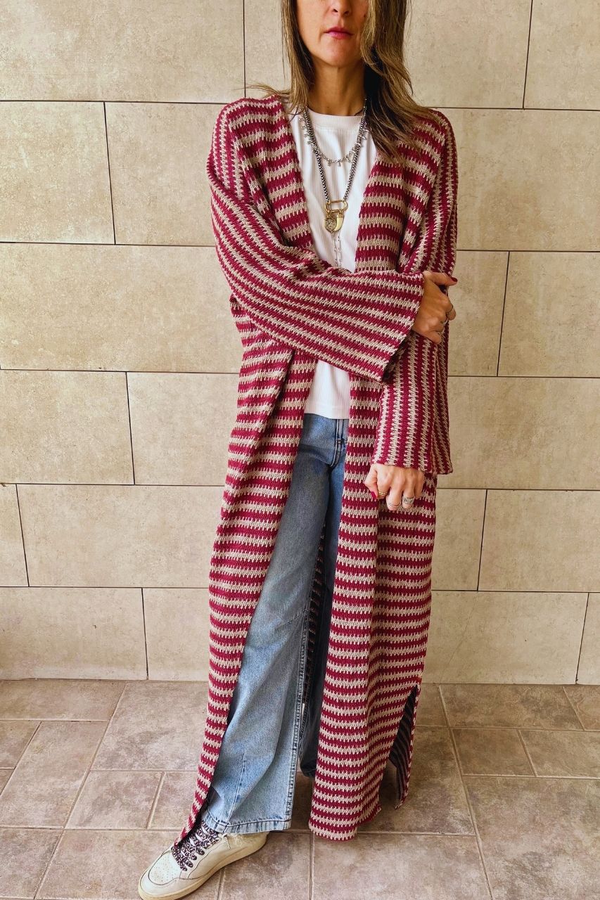 Burgundy Refined Line Cardigan