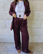 Burgundy Striped Satin Eclipse Set