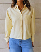Butter Yellow Boyfriend Oxford Short Shirt
