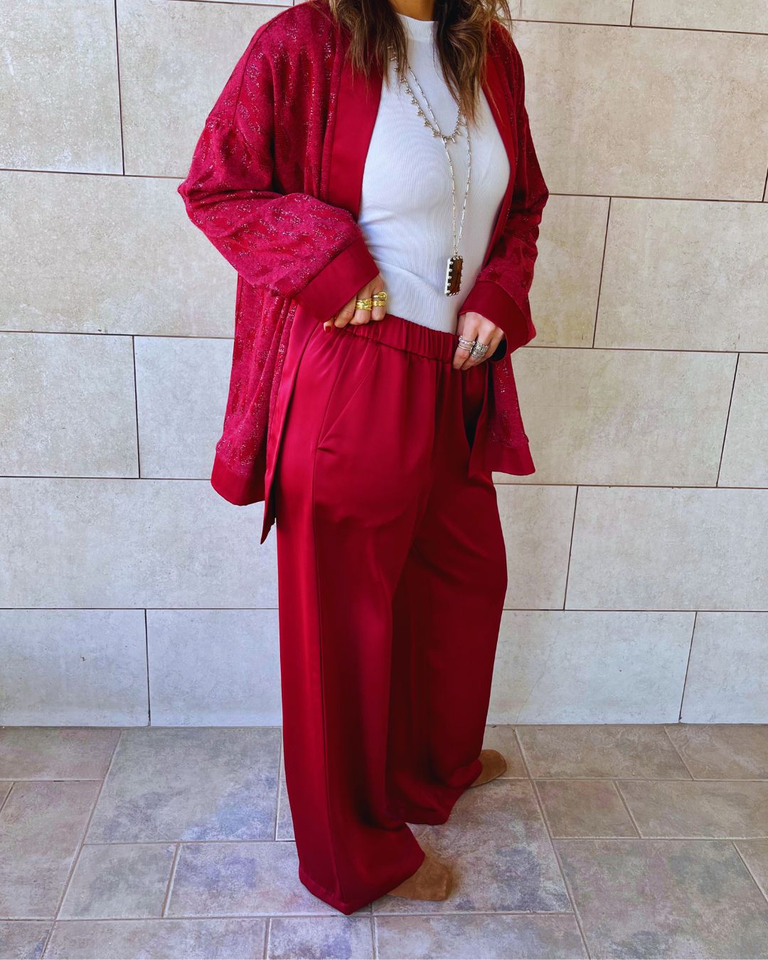 Burgundy Between Moments Pants