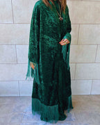 Green Velvet Fringe Kimono