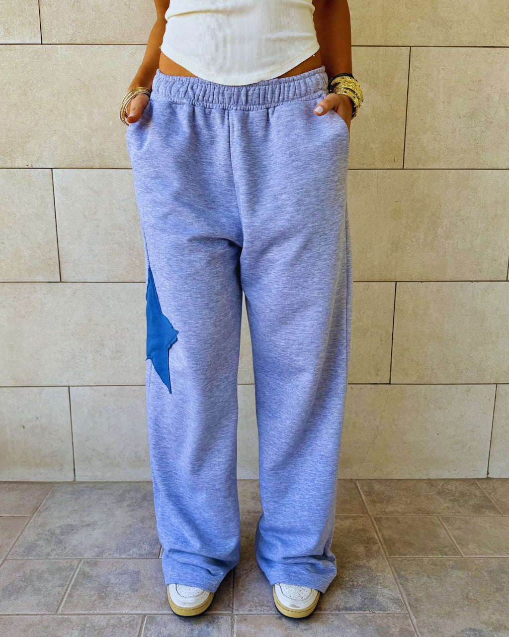 Grey Lone Star Straight Leg Sweatpants