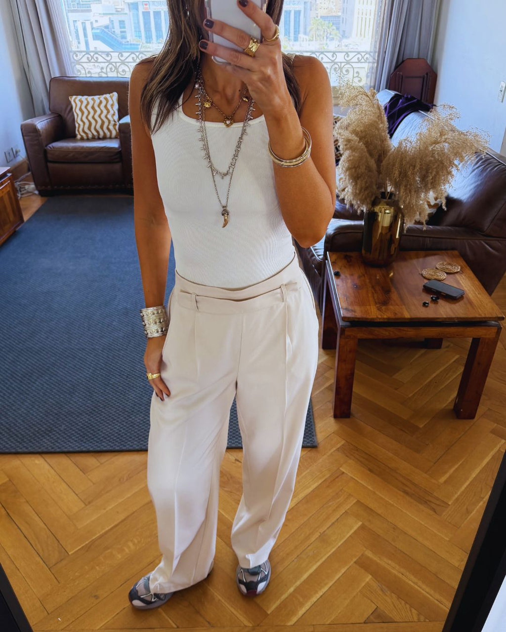 Beige Frillu Signature Pants