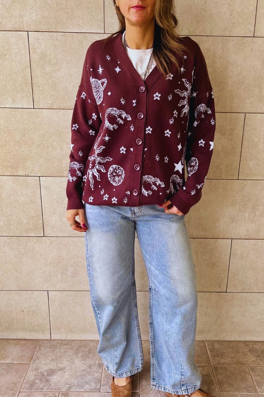 Brown Midnight Constellation Cardigan