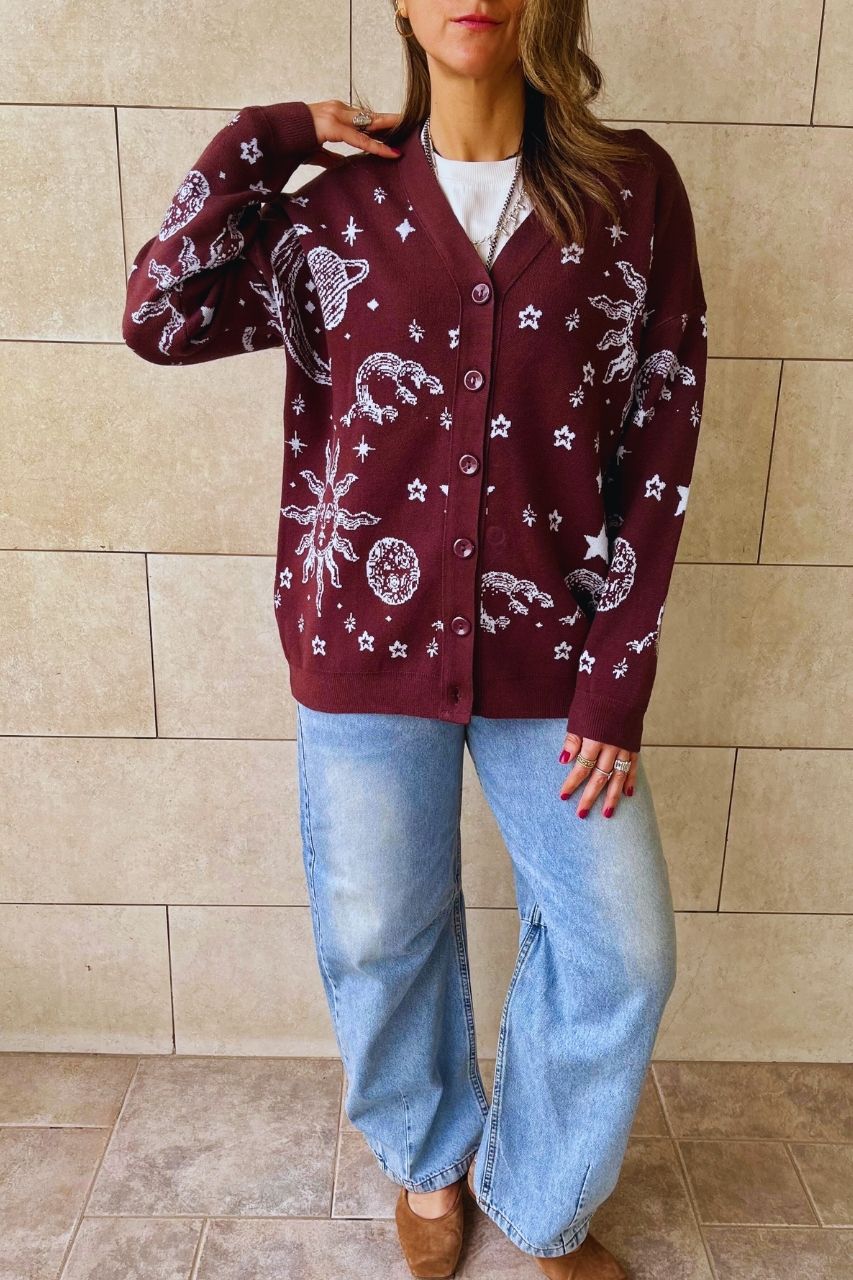 Brown Midnight Constellation Cardigan
