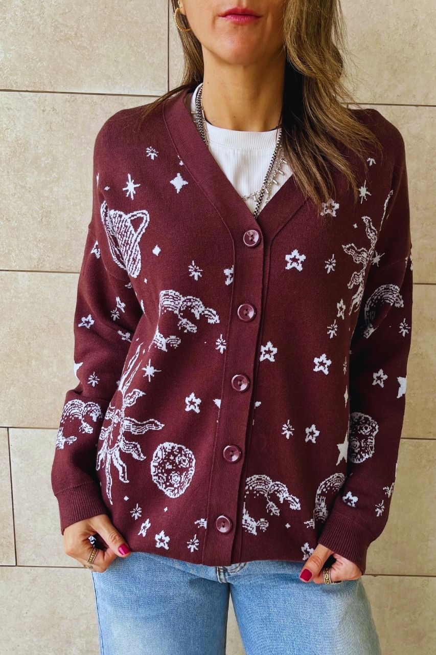Brown Midnight Constellation Cardigan