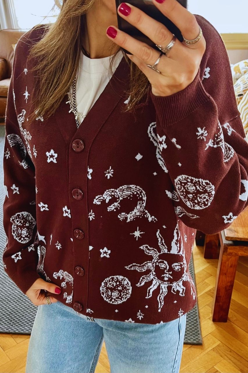 Brown Midnight Constellation Cardigan