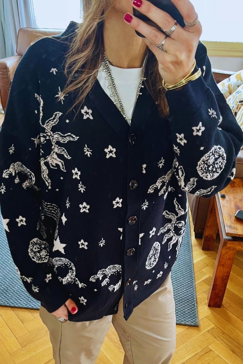 Black Midnight Constellation Cardigan