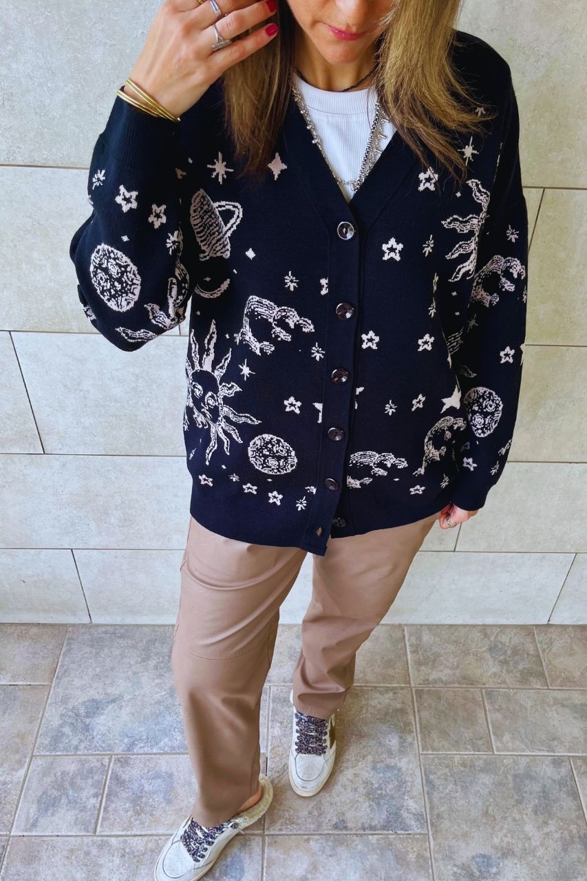 Black Midnight Constellation Cardigan