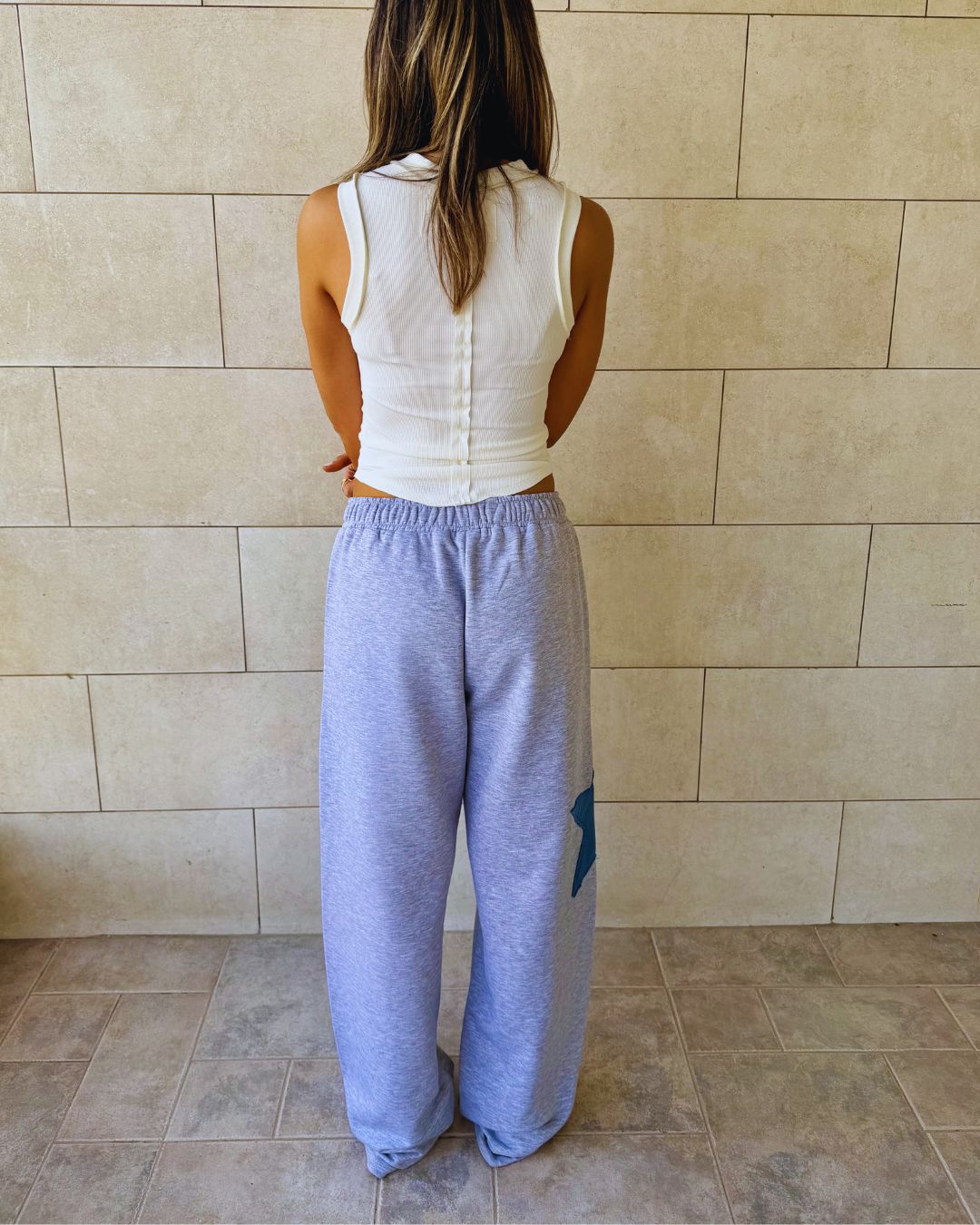 Grey Lone Star Straight Leg Sweatpants