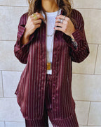 Burgundy Striped Satin Eclipse Set