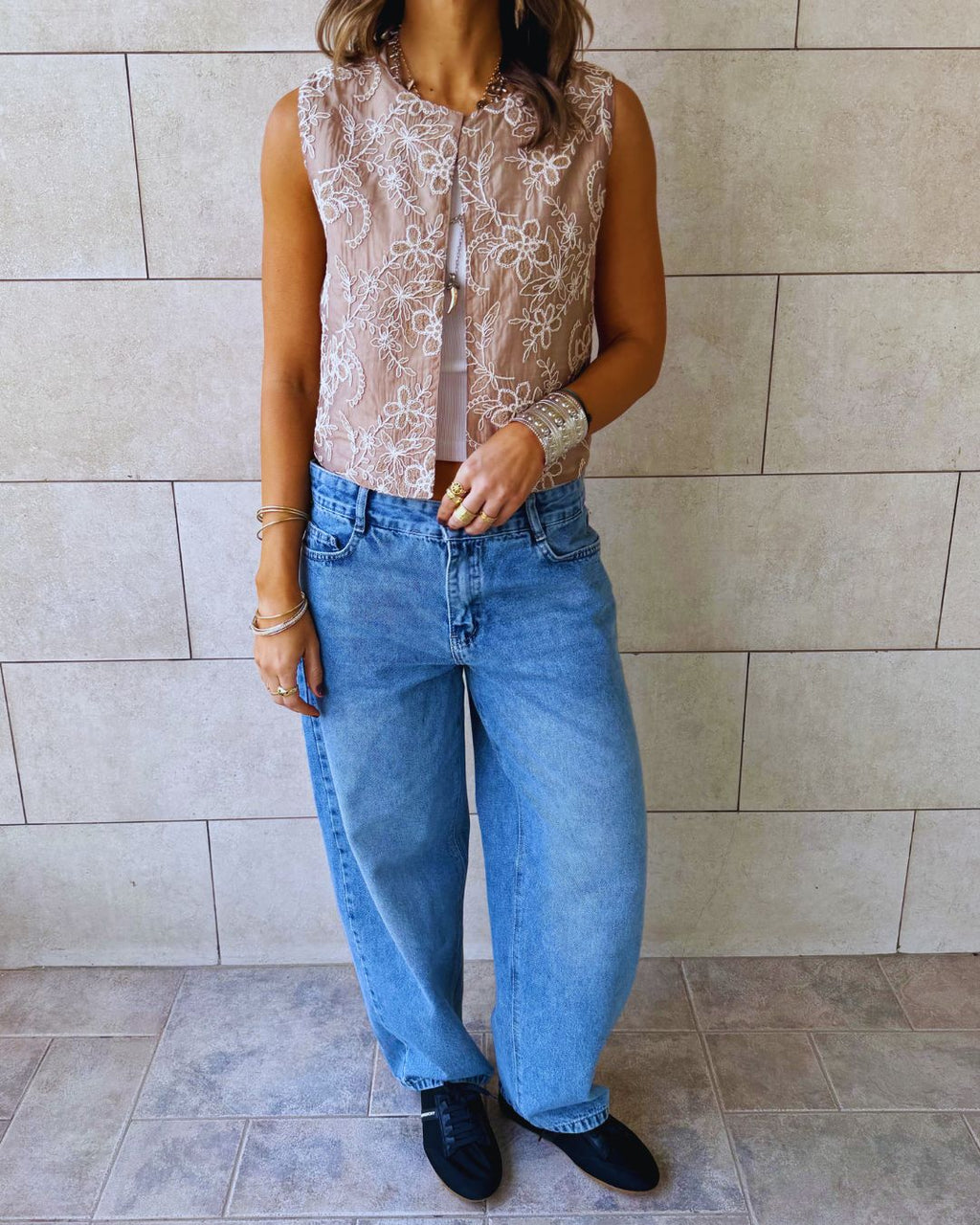 Cafe Statement Embroidery Vest