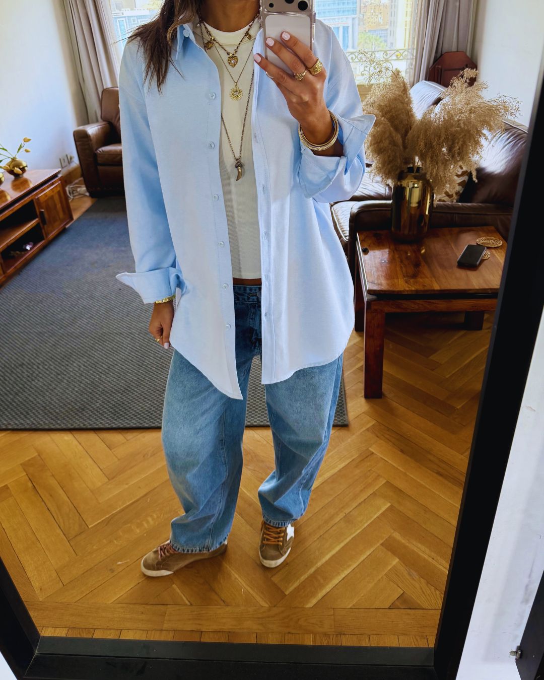 Baby Blue Boyfriend Oxford  Shirt