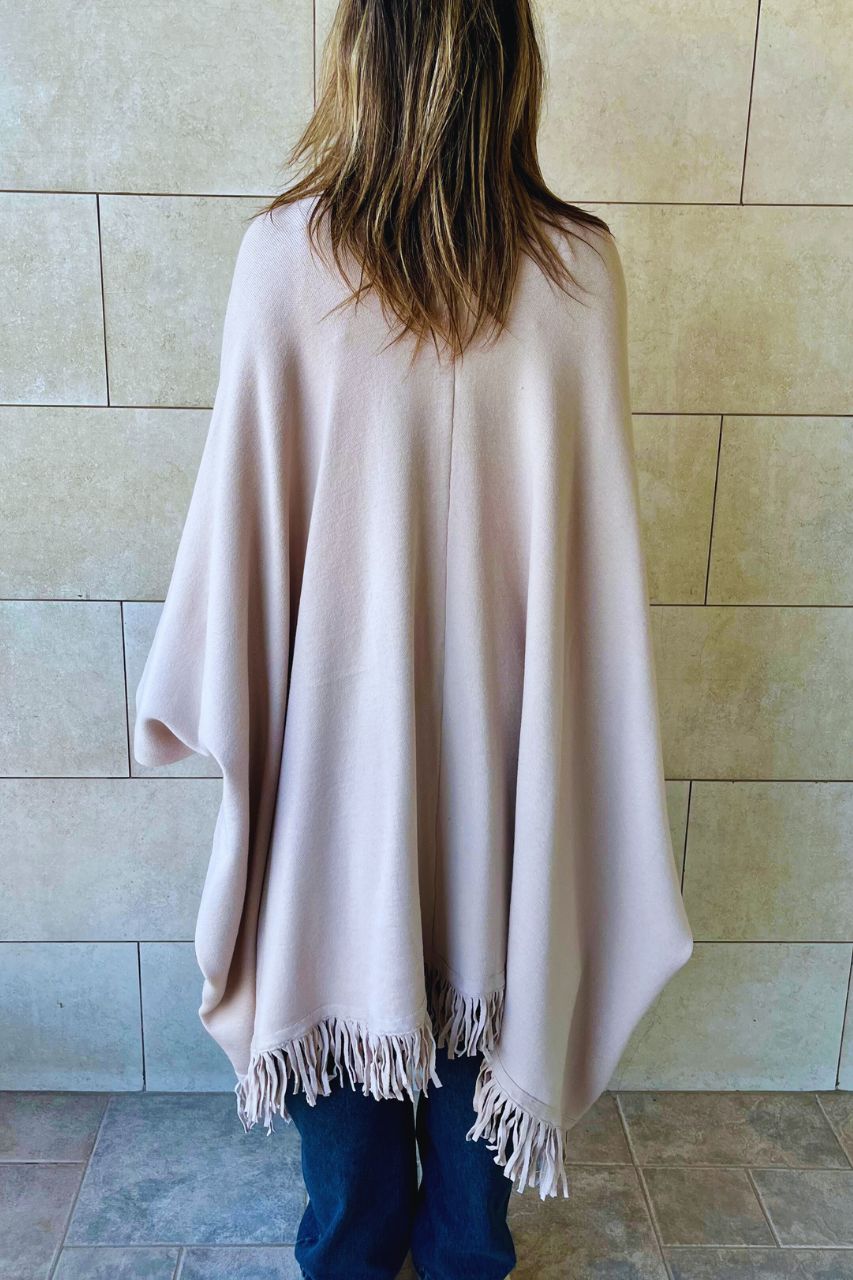 Beige Main Character Fringe Shawl