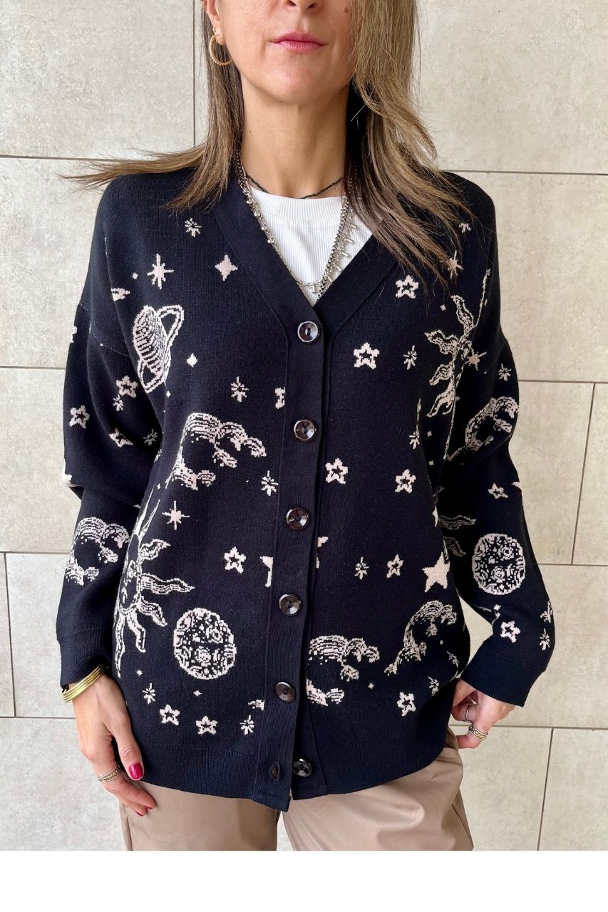 Black Midnight Constellation Cardigan