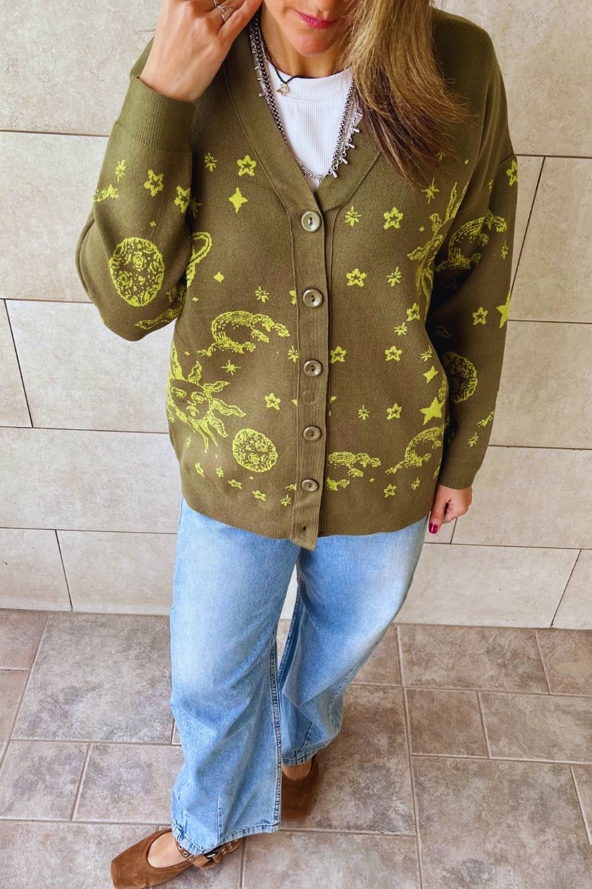 Olive Midnight Constellation Cardigan