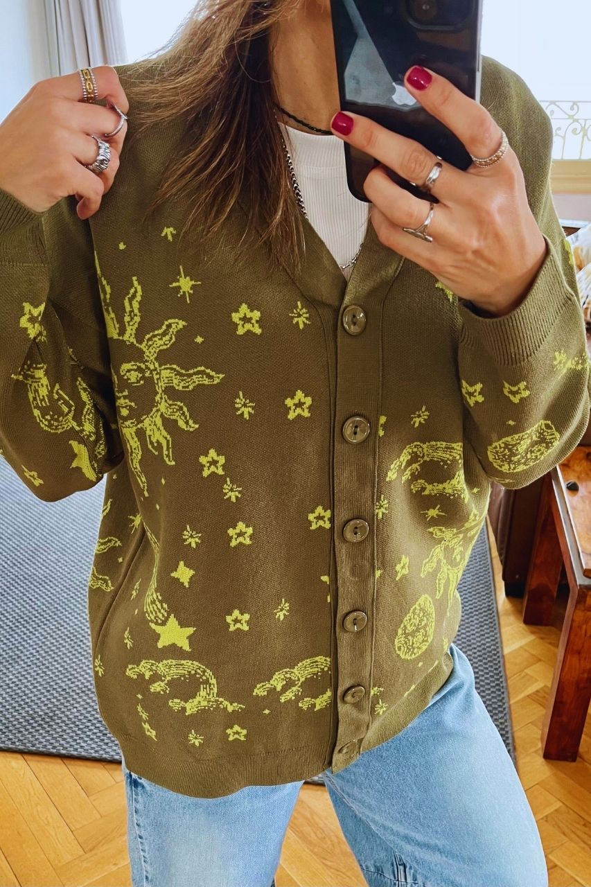 Olive Midnight Constellation Cardigan