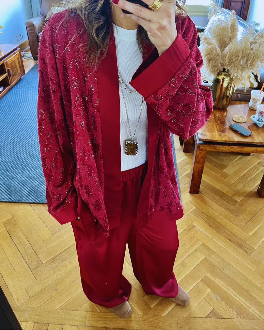 Burgundy Between Moments Kimono