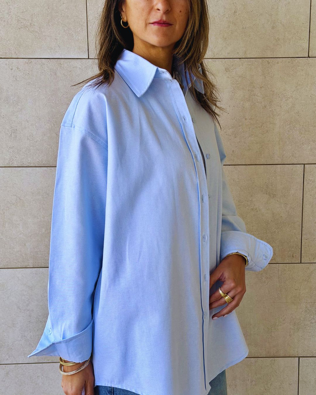 Baby Blue Boyfriend Oxford  Shirt